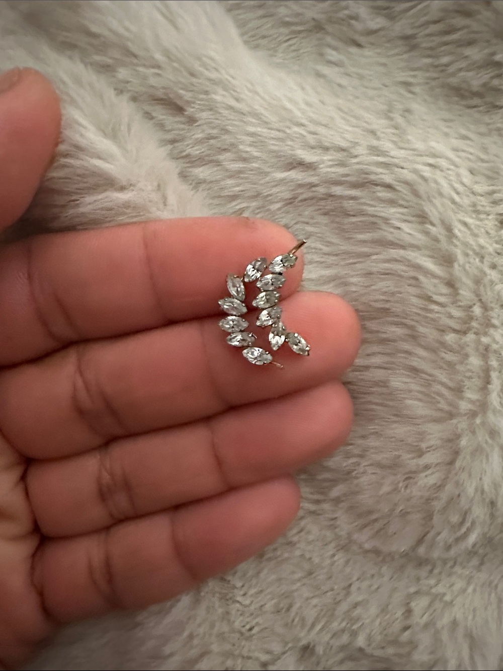 Gold Crystal Leaf Ear Climber - Clear/Gold Women Jewelry